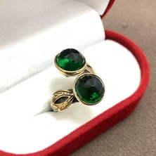 Midyat Nurtaş Gümüş Zümrüt Taşlı 925 Ayar Otantik Gümüş Bayan Yüzük