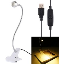 Hongshou 3 W 360 Derece Rotasyon USB Giriş Metal Esnek LED Sarı Işık - Beyaz (Yurt Dışından)