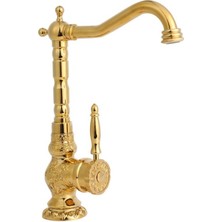 LPD Osmanlı Desenli Rustik Lavabo Bataryası Gold