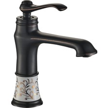 LPD Seramik Desenli Banyo Lavabo Bataryası Siyah