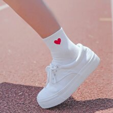 Çorapmanya 5 Çift Çok Renkli Kalp Desenli Yarım Konç Kadın Çorap