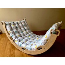 Kidoppo Pikler Montessori Tırmanma Kemeri ve Kemer Için Yastık (Yaz Desenli Beyaz Renk Yastık)