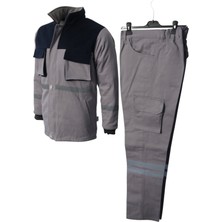 Uniprom Kışlık Iş Pantolonu ve Ceket Takımı Gri Lacivert
