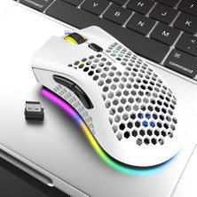 Shopfocus 2.4g Işıklı Kablosuz Oyun Mouse - Beyaz (Yurt Dışından)