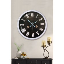 Platin Saat 52 cm Beyaz Metal Dekoratif Duvar Saati