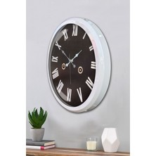 Platin Saat 52 cm Beyaz Metal Dekoratif Duvar Saati
