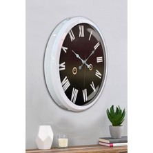 Platin Saat 52 cm Beyaz Metal Dekoratif Duvar Saati