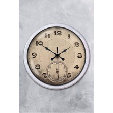 Platin Saat 52 cm Beyaz Metal Dekoratif Duvar Saati