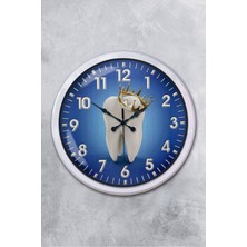 Platin Saat 52 cm Beyaz Metal Diş Hekimi Duvar Saati