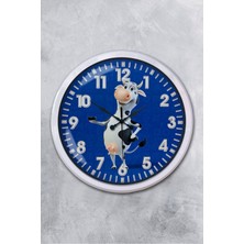 Platin Saat 52 cm Beyaz Metal Inek Duvar Saati