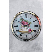 Platin Saat 52 cm Krom Metal Mutfak Duvar Saati