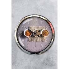 Platin Saat 52 cm Krom Metal Mutfak Duvar Saati