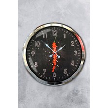 Platin Saat 52 cm Krom Metal Mutfak Duvar Saati