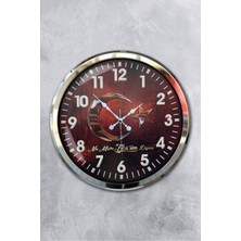 Platin Saat 52 cm Krom Metal Türkiyem Duvar Saati