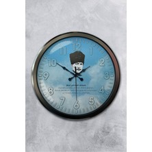 Platin Saat 52 cm Siyah Metal Atatürk Duvar Saati