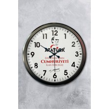 Platin Saat 52 cm Siyah Metal Atatürk Duvar Saati
