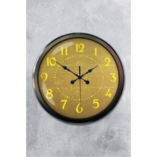 Platin Saat 52 cm Siyah Metal Dekoratif Duvar Saati