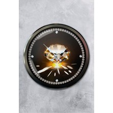 Platin Saat 52 cm Siyah Metal Elmas Duvar Saati