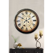 Platin Saat 52 cm Siyah Metal Eskitme Duvar Saati