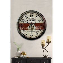 Platin Saat 52 cm Siyah Metal Espresso Duvar Saati