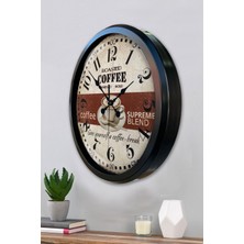Platin Saat 52 cm Siyah Metal Espresso Duvar Saati