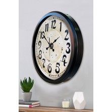 Platin Saat 52 cm Siyah Metal Font Duvar Saati