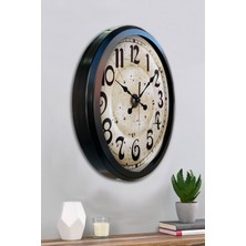 Platin Saat 52 cm Siyah Metal Font Duvar Saati