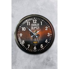 Platin Saat 52 cm Siyah Metal Gazi M. Kemal Atatürk Duvar Saati