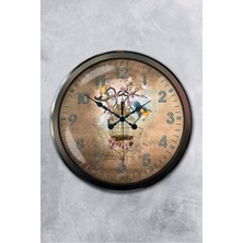 Platin Saat 52 cm Siyah Metal Kafes Duvar Saati