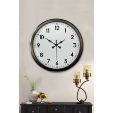 Platin Saat 52 cm Siyah Metal Klasik Duvar Saati