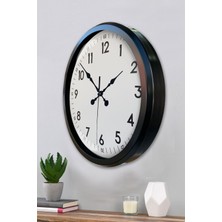 Platin Saat 52 cm Siyah Metal Klasik Duvar Saati
