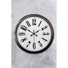 Platin Saat 52 cm Siyah Metal Klasik Duvar Saati