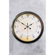 Platin Saat 52 cm Siyah Metal Klasik Rakam Duvar Saati