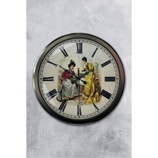 Platin Saat 52 cm Siyah Metal Nostalji Duvar Saati