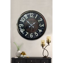Platin Saat 52 cm Siyah Metal Retro Duvar Saati