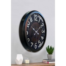 Platin Saat 52 cm Siyah Metal Retro Duvar Saati