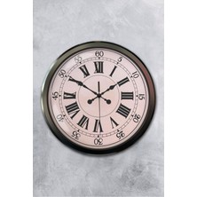 Platin Saat 52 cm Siyah Metal Roma Rakamlı Duvar Saati