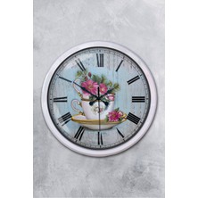 Platin Saat 52 cm Beyaz Metal Mutfak Duvar Saati