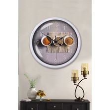 Platin Saat 52 cm Beyaz Metal Mutfak Duvar Saati
