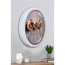 Platin Saat 52 cm Beyaz Metal Mutfak Duvar Saati