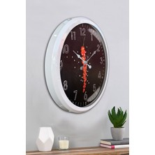 Platin Saat 52 cm Beyaz Metal Mutfak Duvar Saati