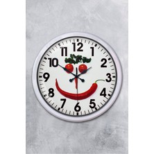 Platin Saat 52 cm Beyaz Metal Mutfak Duvar Saati