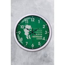 Platin Saat 52 cm Beyaz Metal Öğretmenler Günü Duvar Saati