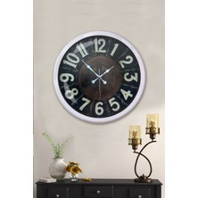 Platin Saat 52 cm Beyaz Metal Retro Duvar Saati