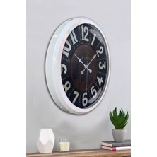 Platin Saat 52 cm Beyaz Metal Retro Duvar Saati