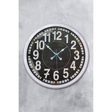 Platin Saat 52 cm Beyaz Metal Siyah Kadran Duvar Saati