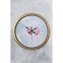 Platin Saat 52 cm Eskitme Metal Balon Duvar Saati