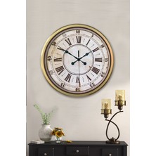 Platin Saat 52 cm Eskitme Metal Dakika Duvar Saati