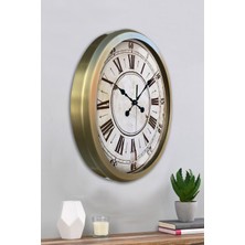 Platin Saat 52 cm Eskitme Metal Dakika Duvar Saati