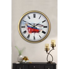 Platin Saat 52 cm Eskitme Metal Kayık Duvar Saati